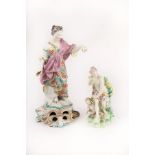 A Derby porcelain figure of Justice (losses), 32cm high and a Derby figure of Venus and Cupid,