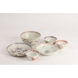 A Chinese Imari fluted saucer dish, 16cm diameter, an Imari tea bowl, two other tea bowls,
