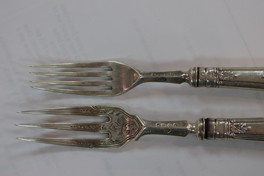 A set of six Queen's pattern silver fish knives and forks, FH, - Image 12 of 12