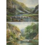John Thorley/River Landscapes/a pair/signed and dated 1906/watercolour, 25.