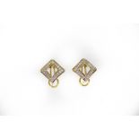 A pair of diamond and 18ct gold earrings of lozenge shape, gross weight approximately 10.