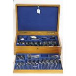 A canteen of Edwardian silver rat tail pattern flatware, Mappin & Webb,