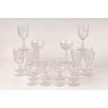 A quantity of Baccarat style lead crystal glasses, comprising eleven large wine glasses,