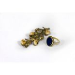 An 18ct gold and lapis dress ring, circa 1980,