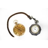 A lady's 18k gold cased open faced pocket watch, case No.