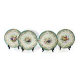 A set of four Royal Worcester cabinet plates painted fruit and flowers, signed C B Brough,