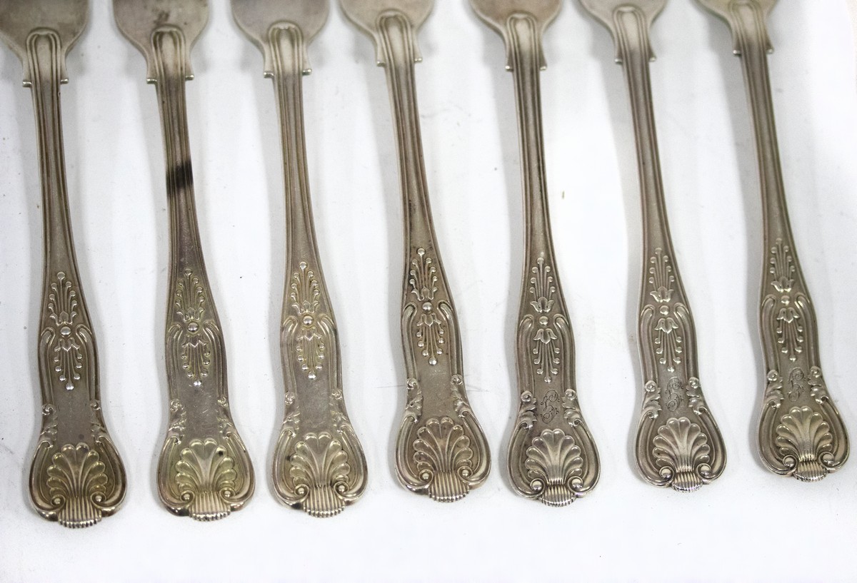 A quantity of King's pattern silver flatware, various dates and makers, comprising a pair of - Image 2 of 2