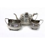 A George III three-piece silver tea set, Alice & George Burrows, London 1806,