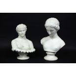 A Copeland parian ware bust of Clytie, 34cm high and another,