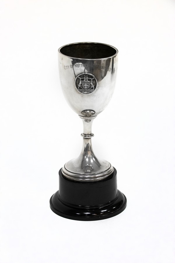 A silver trophy cup for City of Nottingham Regatta, 1931, Birmingham 1931, on an ebonised plinth,