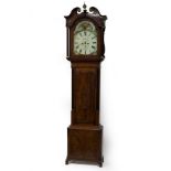 A 19th Century mahogany longcase clock, the painted arched dial with phases of the moon,