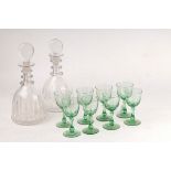 A pair of triple-ring neck decanters and stoppers,