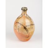 A stoneware bottle vase, Harriet Coleridge (Contemporary), with trailed decoration,