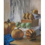 Attributed to Enid Smiley (1924-2004)/Still Life with Pears, Apples and Pumpkins/oil on canvas,