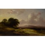 G Cole/A Downland View/with shepherd, his horse, tending sheep/dated 1893/oil on canvas,