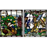 Edward Raymond Payne (1906-1991)/A Pheasant/Magpies/initialled and dated '87/two stained glass