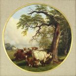 Thomas Baker of Leamington (1809-1869)/Cattle/signed and dated 1862/tondo/oil on panel,