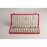A set of twelve Danish sterling silver teaspoons, by Meka, each with crown terminals,