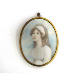 19th Century English School/Portrait Miniature of a Young Lady/half-length,