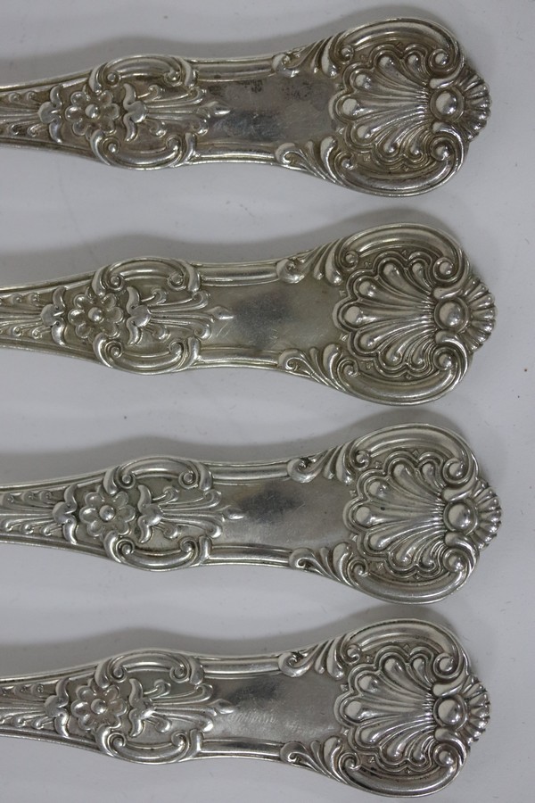 A matched canteen of Queen's pattern silver flatware, various dates and makers, comprising six - Image 2 of 3