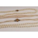 A two-row cultured pearl necklace,