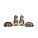 A pair of Victorian silver trencher salts, Hirons & Plante, Birmingham 1886, 8cm diameter and a pair