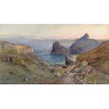 John Syer (1815-1885)/Lynmouth Harbour/a pair/signed and dated 1882/watercolour,