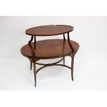 A mahogany and crossbanded oval two-tier table,