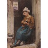 Frederick Albert Slocombe (1847-1920)/Seated Woman Peeling Potatoes/watercolour, 36.