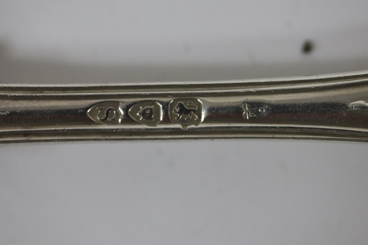 A matched canteen of Queen's pattern silver flatware, various dates and makers, comprising six - Image 3 of 3