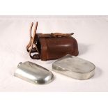 A leather cased sandwich box and hip flask, James Dixon & Sons,
