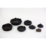 Five Chinese vase stands, various, the largest 16cm diameter and two carved covers,