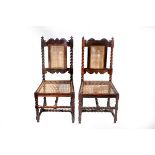 A pair of Dutch colonial stinkwood cane back chairs, circa 1690,