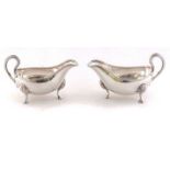 A pair of George III Sheffield plate sauce boats