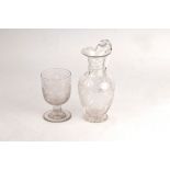A Victorian engraved glass ewer and similar rummer CONDITION REPORT: The glass and