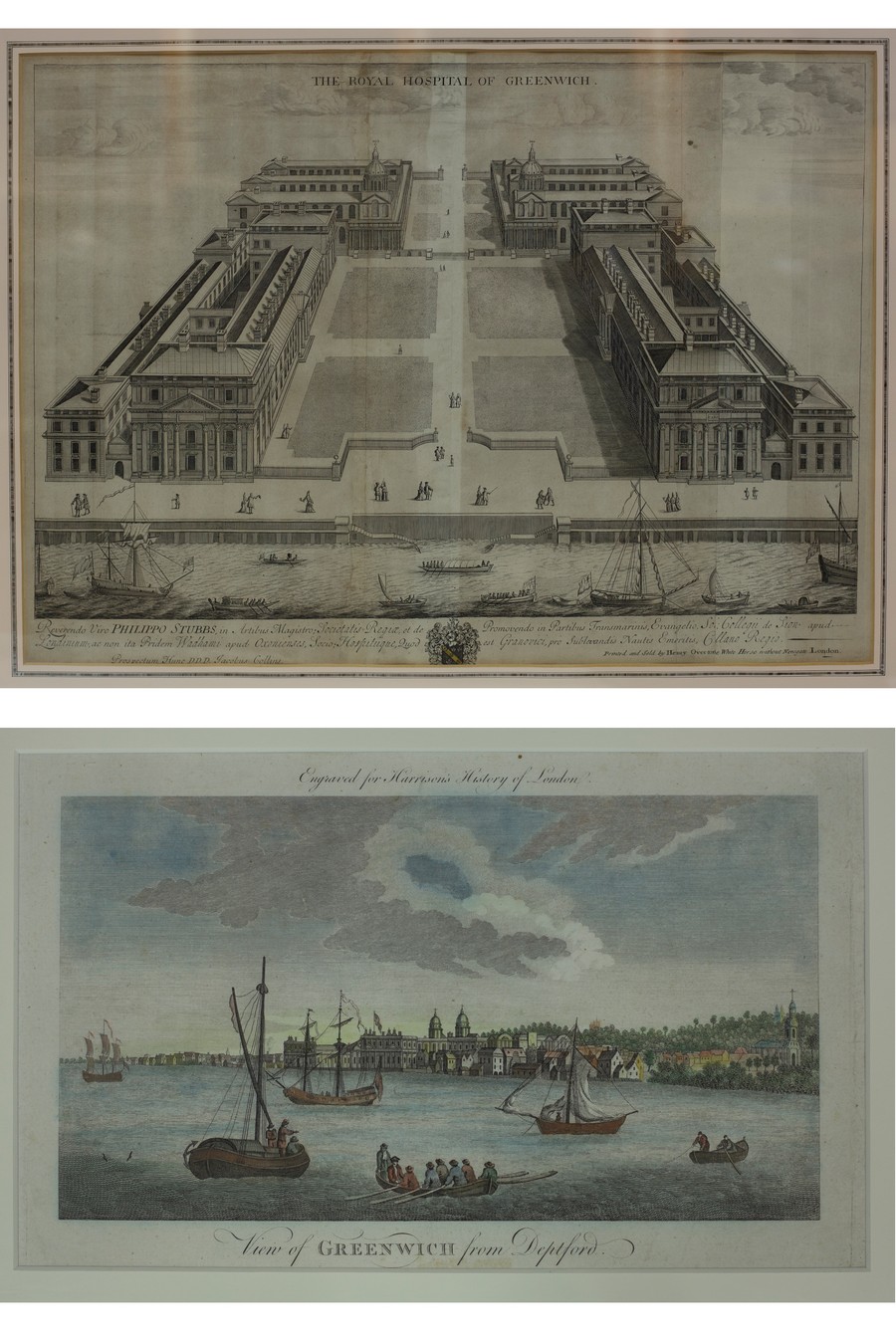 After Jacobus Collins/Half Birds-eye View of the Royal Hospital of Greenwich/sold by Henry Overton,