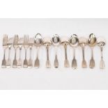 A set of six provincial Old English pattern silver dessert forks, Robert Williams, Exeter 1838,