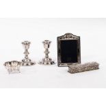 A pair of silver desk candlesticks, B & Co.