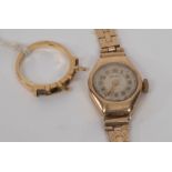 A lady's 9ct gold cased Vertex wristwatch, the silvered dial with Arabic numerals,