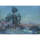 Albert Moulton Foweraker (1873-1942)/Twilight, a Devonshire Cottage/watercolour,