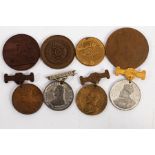 Various commemorative medals, including Edward VII and Queen Alexandra 1902 Coronation Medal,