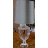 A glass vase lamp with fluted body,