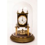 A brass torsion clock, the 2" white enamel dial marked D.R. Patent 2437 / R.L Patent 2182 / U.