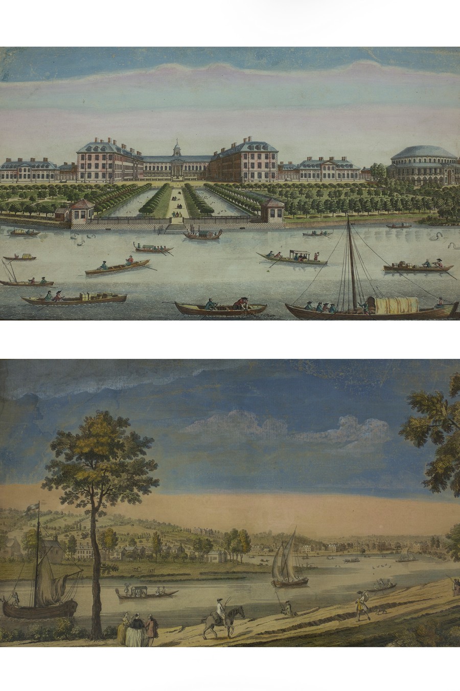 After Jacobus Collins/Half Birds-eye View of the Royal Hospital of Greenwich/sold by Henry Overton, - Image 2 of 6