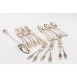 A matched part canteen of Old English pattern silver flatware, various dates and makers,
