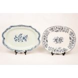 A French faience meat plate (restorations), a transfer printed meat plate,