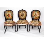 Three Victorian ebonised chairs,