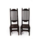 A pair of 17th Century style high back chairs CONDITION REPORT: 19th Century,