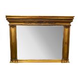 A gilt framed overmantel mirror,