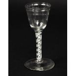 An 18th Century wine glass with double series opaque twist stem and Lynn type bowl,